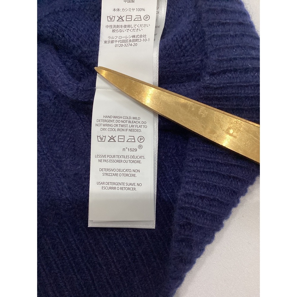 Polo Ralph Lauren Mens Blue Cable Knit 1/4 Zip Cashmere Sweater XXL Heritage - Picture 11 of 12